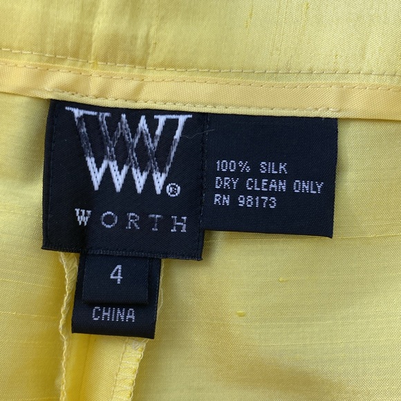 W by Worth Pants Women’s 4 Highlighter Yellow 100% Silk Classic Preppy Slim Fit - Picture 12 of 13